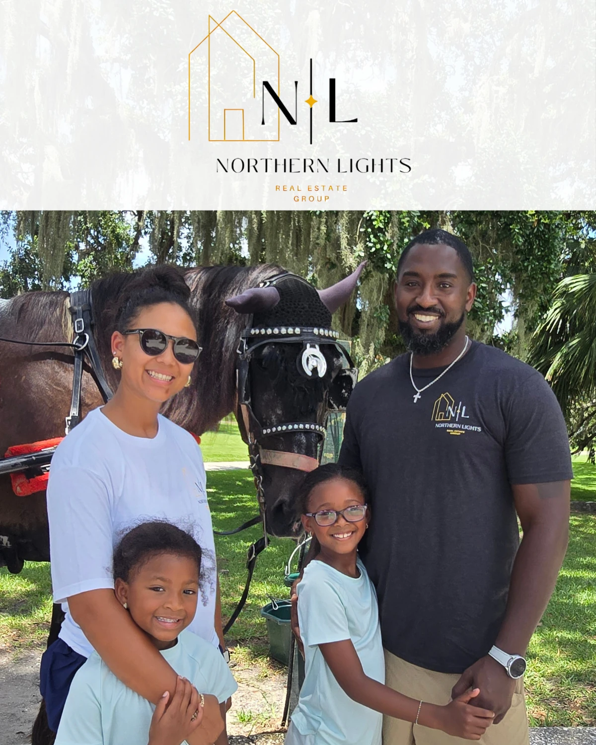 Northern Lights Real Estate Facebook brand-awareness creative, featuring their family and brand